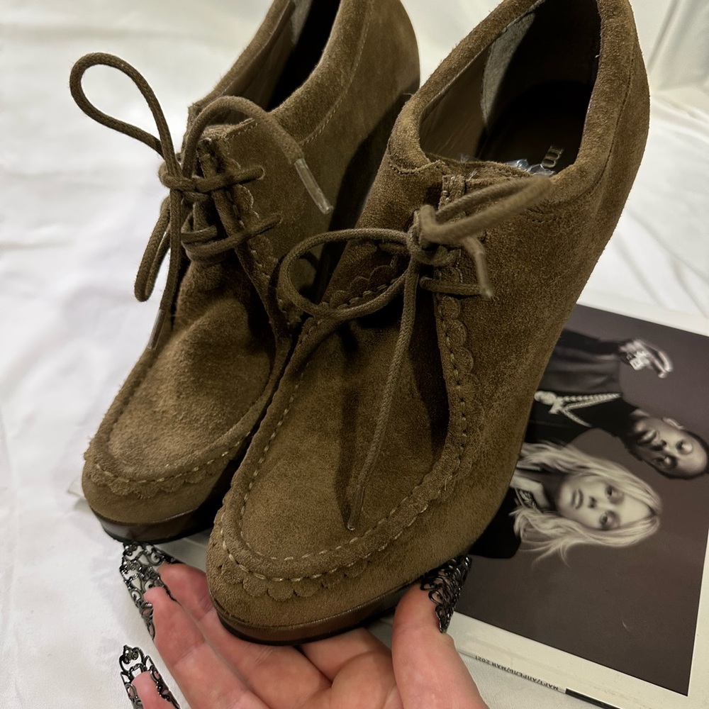 Minelli Tan Suede Wedge Shoes - Picture 9 of 16